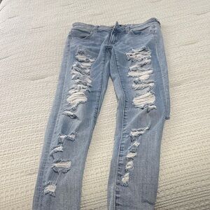American Eagle Outfitters Distressed Blue Skinny Jeans
